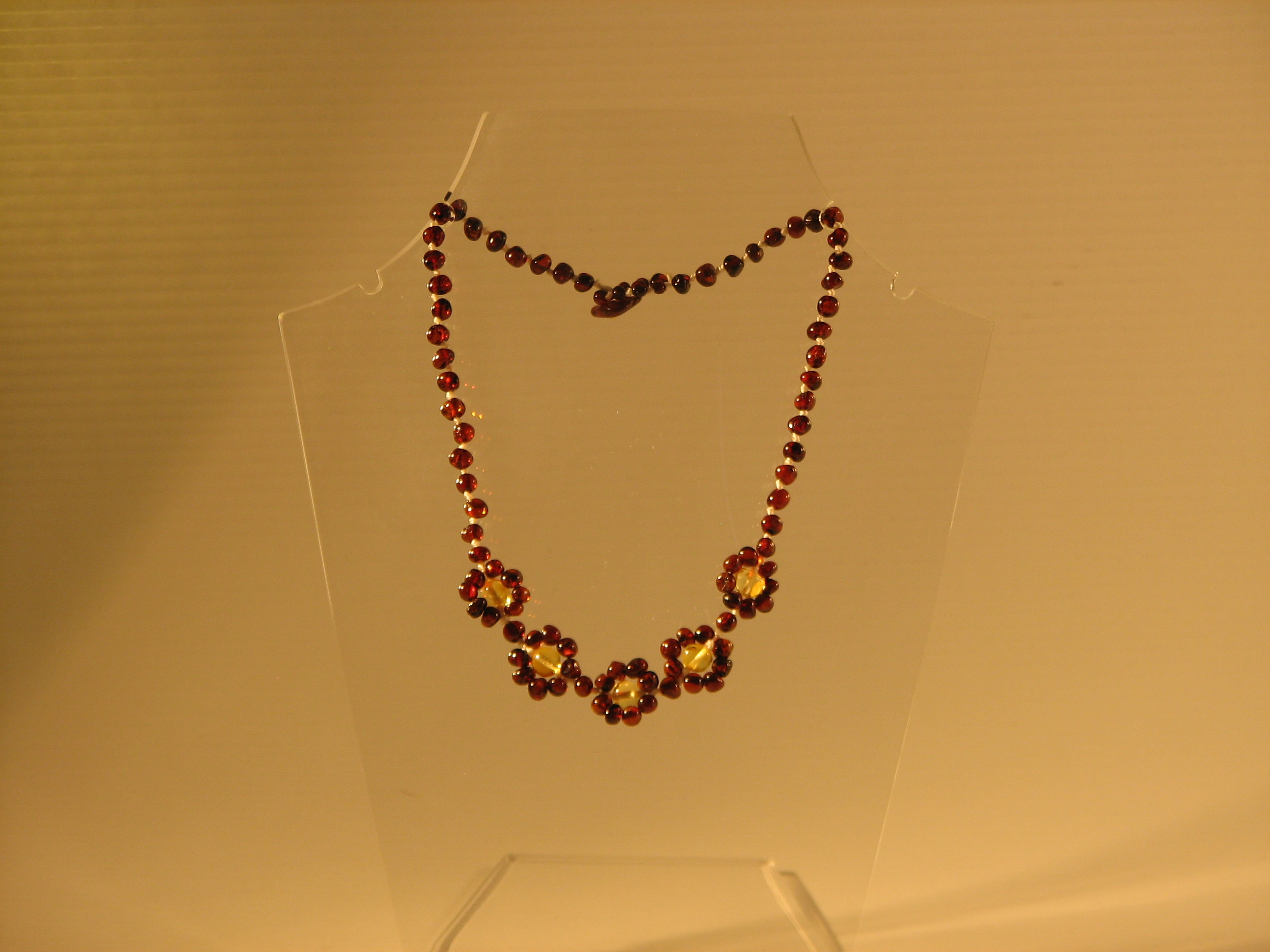 Amber Teething Necklaces Baroque flower style Cognac Amber Teething Necklaces Baroque flower style Cognac