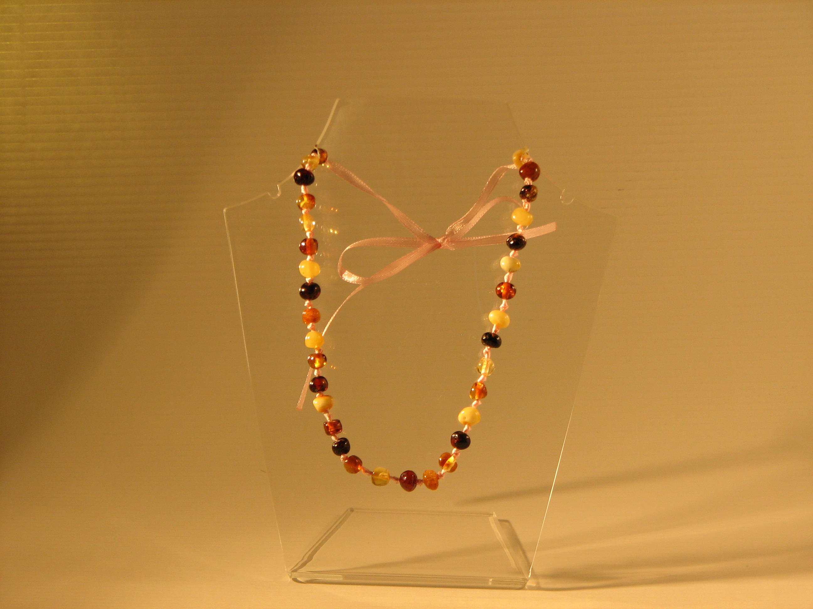 Amber Teething Necklaces Baroque Christening Pink Multicolor